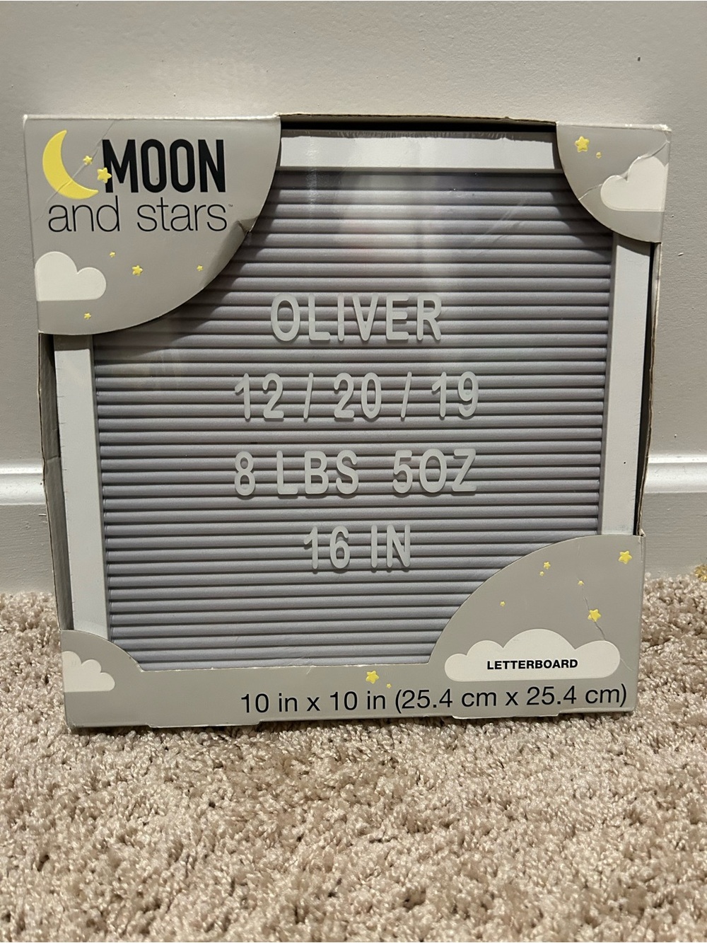 Gray Letterboard for Baby announcements, home organization, gifting 10in x 10in